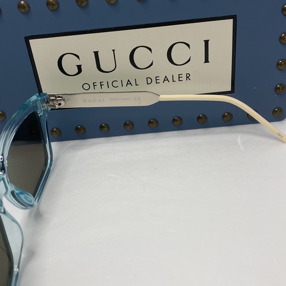 Gucci GG0975S 003 Men’s Translucent Square Sunglasses in Light Blue - Picture 15 of 16
